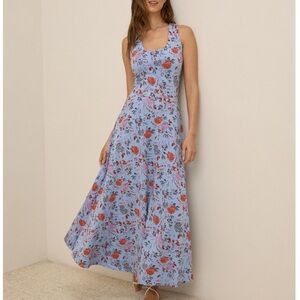 NWOT Pact Organic Cotton Fit & Flare Open Back Maxi Dress Medium